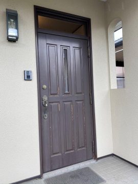 【茅野市】細川様邸 玄関ドア塗装工事 施工前